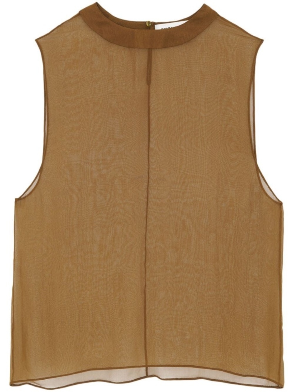 Saint Laurent YSL Kaki Dore Sheer Silk Muslin Sleeveless Top Blouse